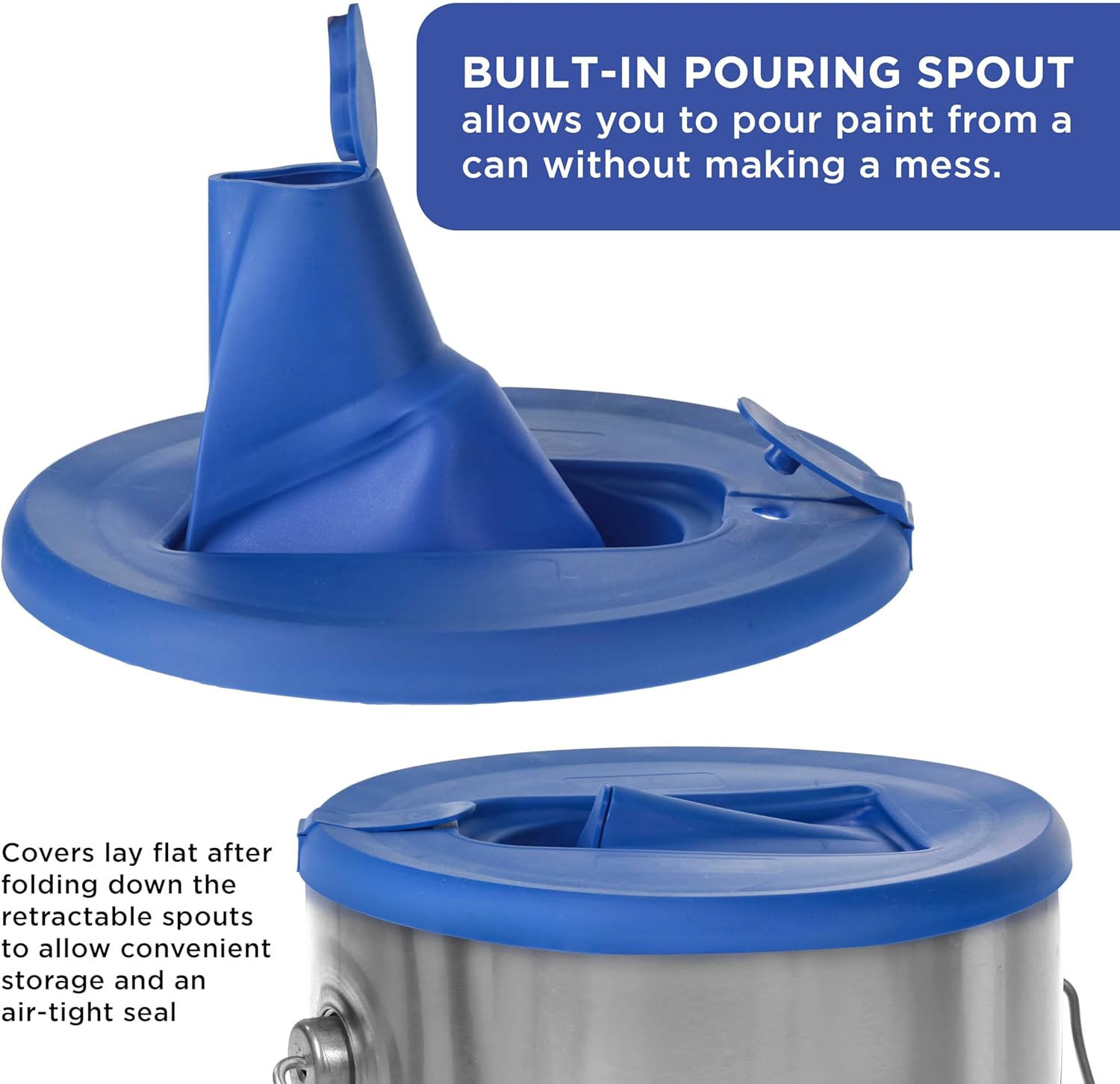 Master Elite Paint Can Lid Cover and Pouring Spout for 1-Gallon Containers, 2 Pack - Secure Seal with Built-in Spout to Pour Easy, Prevents Messes, Spills โ image 4