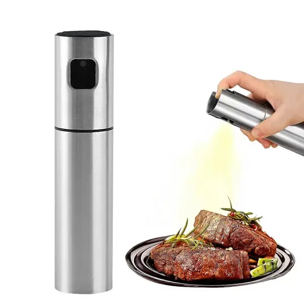 100 mL Stainless Steel Oil Spray Bottle, BPA-Free Fine Mist Oil Dispenser for Cooking, Grilling, Salads and Air Fryer Use