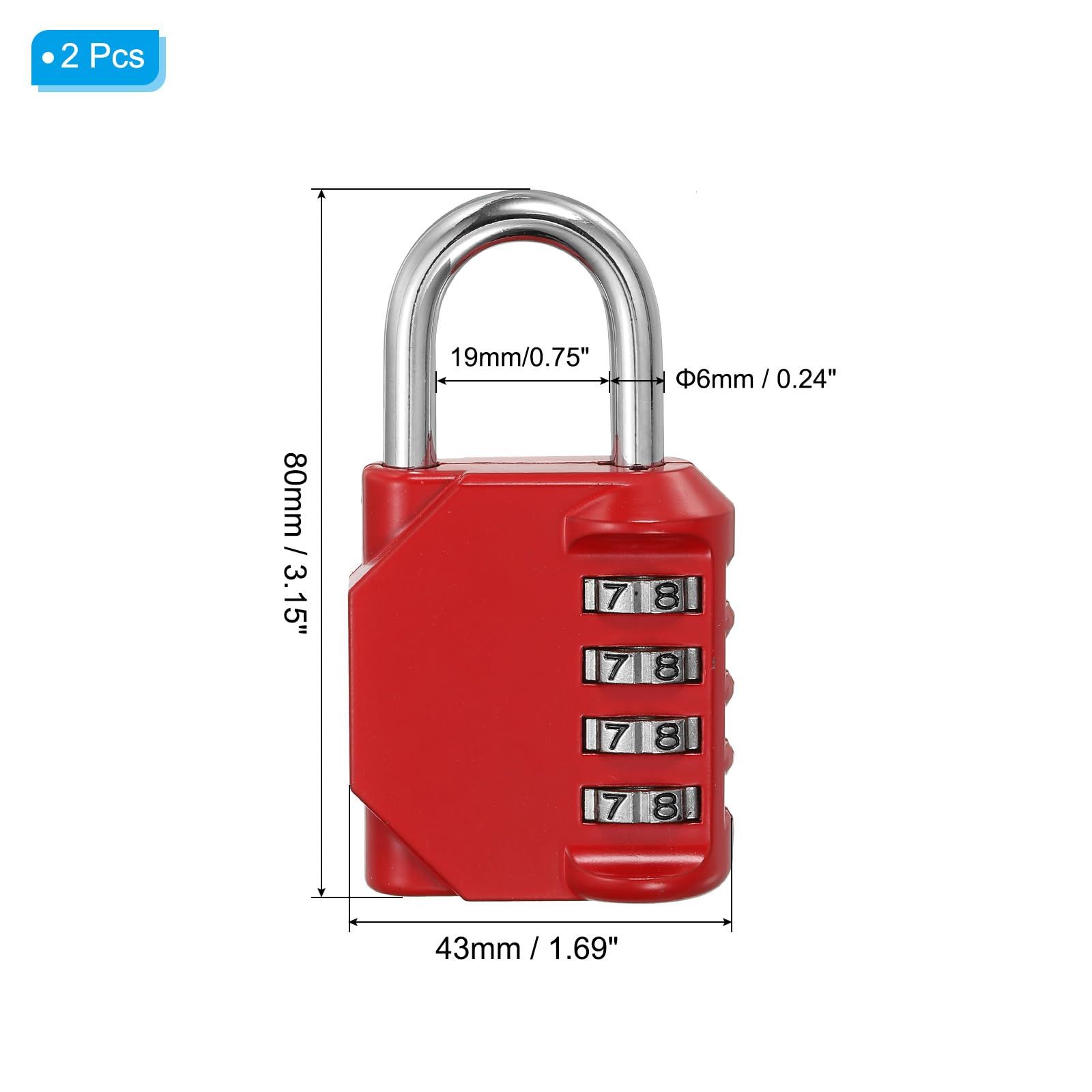 2 pcs 4 Digit Combination Lock for Locker Room Lock - Cut Resistant Gym Locker Lock with Code - Indoor Outdoor Padlock โ image 2