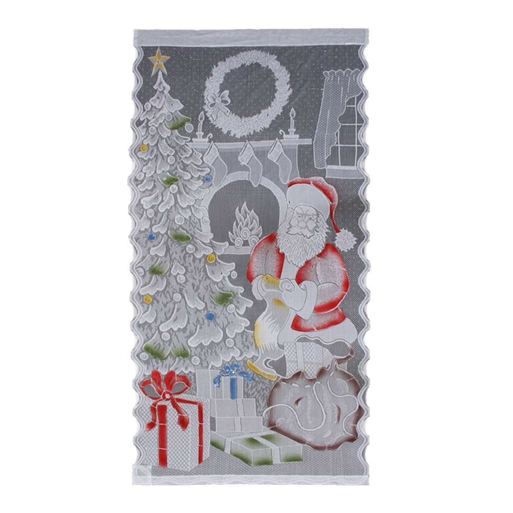 Christmas Lace Curtains LED Light Santa Claus Half Blackout Curtains Living Room Bedroom Home Decor — image 2
