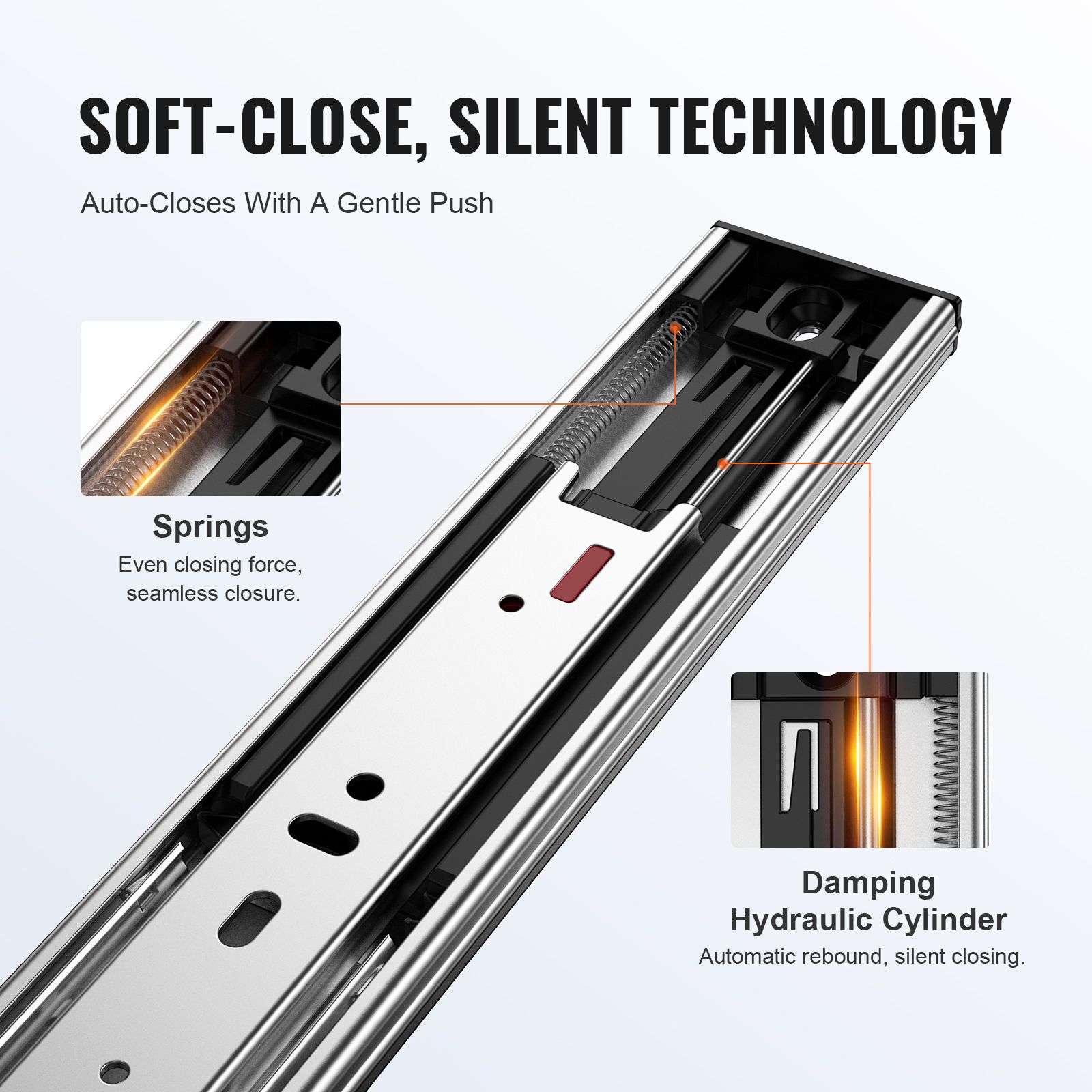 10 Pairs of 558.8mm Drawer Slides Side Mount Rails, Heavy Duty Full Extension Steel Track, Soft-Close Noiseless Guide Glides Cabinet Kitchen Runners โ image 3