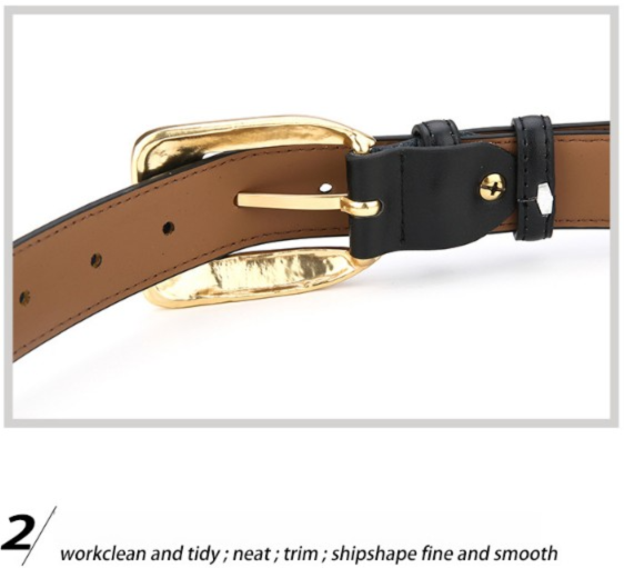 Womens Genuine Leather Belt Retro Gold Buckle Waist Belt for Jeans Dress Coat Fashion Split Cowhide Strap Khaki 105cm โ image 4