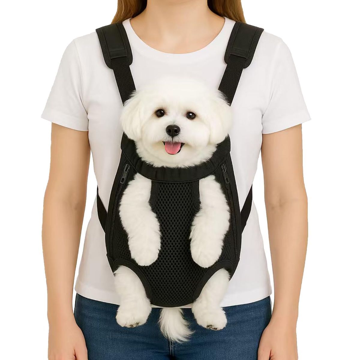 Dog Carrier Backpack Small Dog Carrier Pet Carrier Hands-Free Dog Carrier - Black / S