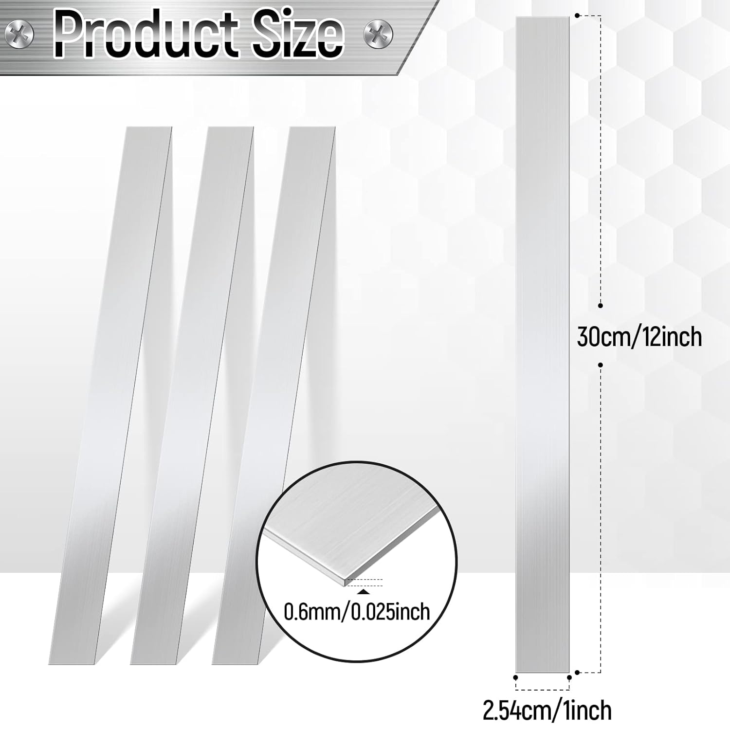 Amylove 10 Pcs Metal Strips Shim Stock Metal Sheet Shims Gap Filler Trim Strip 0.02'' Thickness(Stainless Steel,1'' Width)