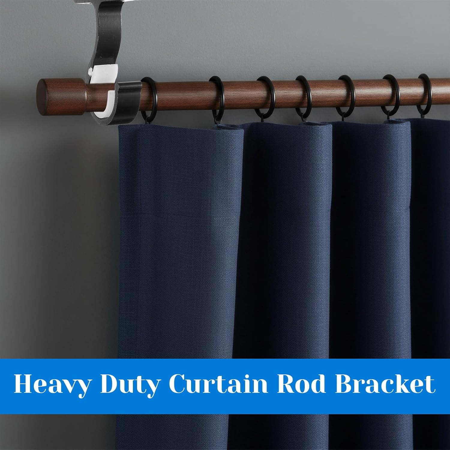 2 Sets Ceiling Curtain Rod Brackets for 1 Inch Rod, Curtain Rod Brackets Holders for Wall & Ceiling Mount Installation (Black) — image 4
