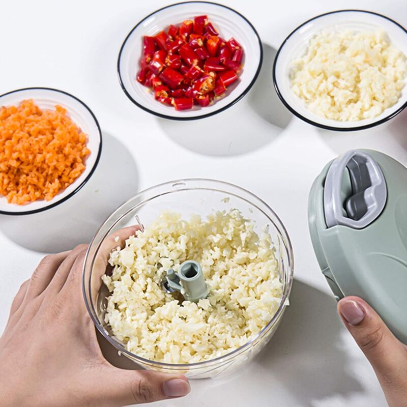 Manual Onion Chopper, 3-Blade Garlic Press, For Onion Salad, Pesto, Parsley, Sausage/Nut Cutting Machine, Vanilla, Baby — image 4
