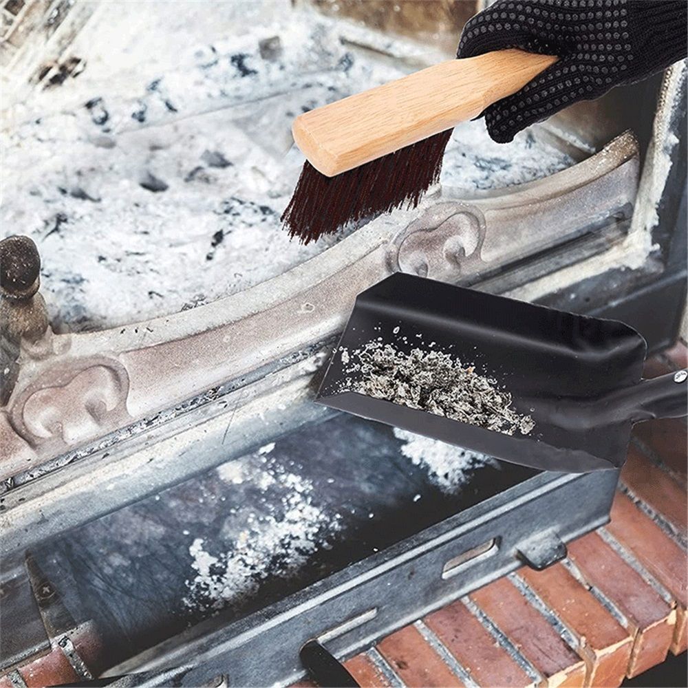 Coal Shovel and Hearth Brush Set Made of Natural Wood and Bristles, Hearth Tidy Set, Fireplace Shovel and Brush, Fireplace Tool Set, Metal Brush Pan Set โ image 5