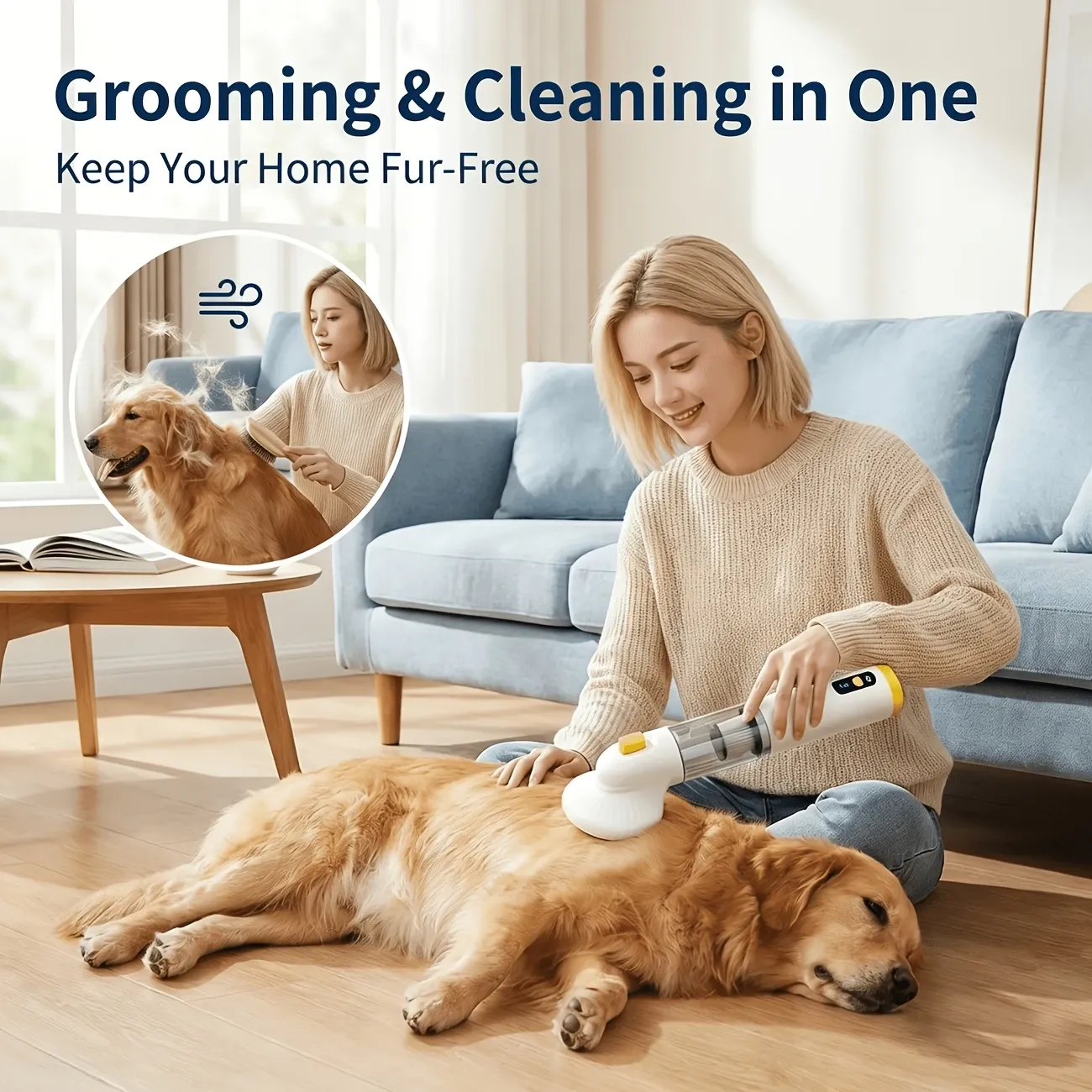 3-in-1 Pet Hair Vacuum: 37, 000 RPM Powerful Suction, Vacuum & Brush Simultaneously, Low-Noise ABS Body to Reduce Stress, Type-C Fast Charging — image 3