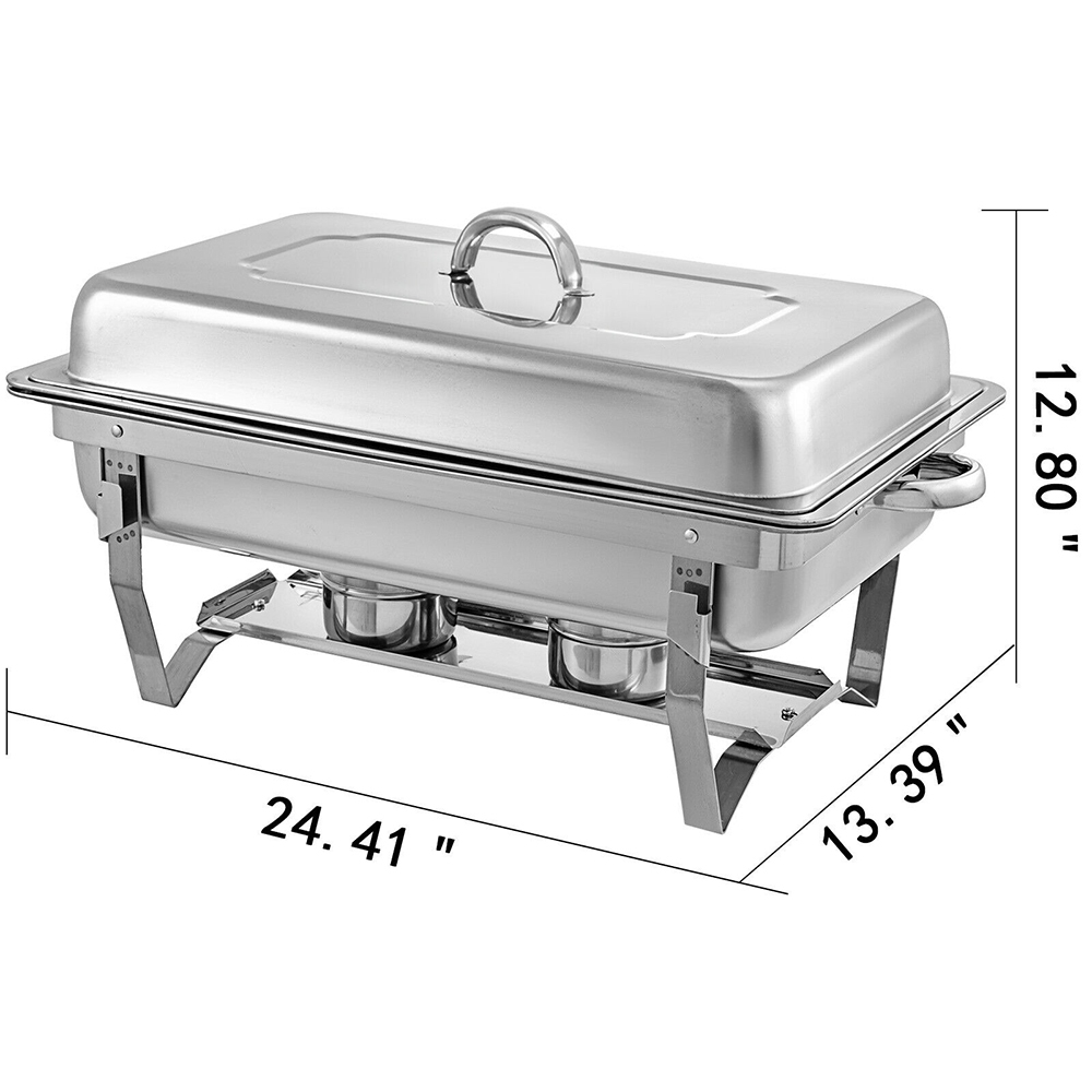 9L Chafing Dish Set Buffet Pan Bain Marie Bow Stainless Steel Food Warmer — image 4