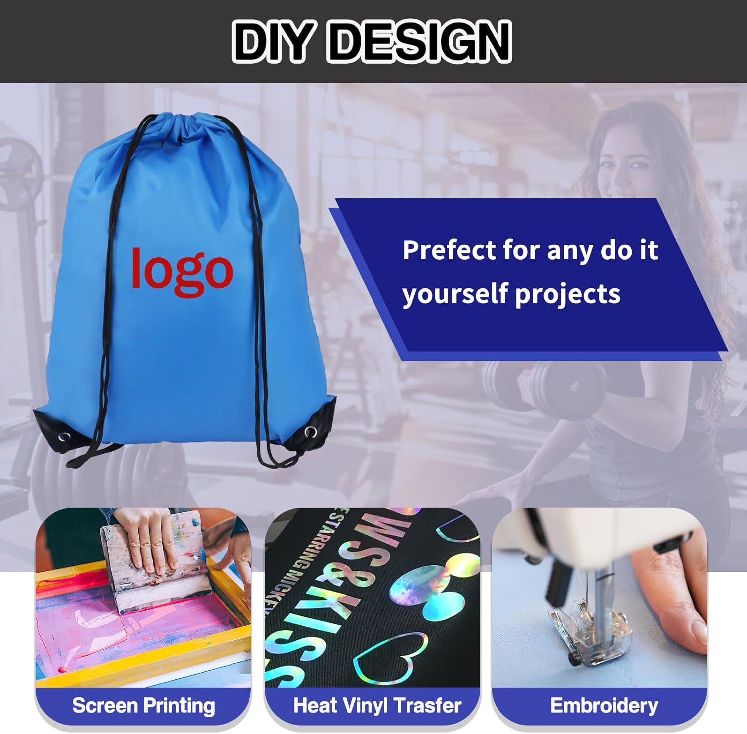 Drawstring Backpack 6 Colors Drawstring Bags, Draw String Back Bag Drawstring Bags Bulk for Sports, Gym, Travel, Swimming, Beach (6 PACK) — image 4