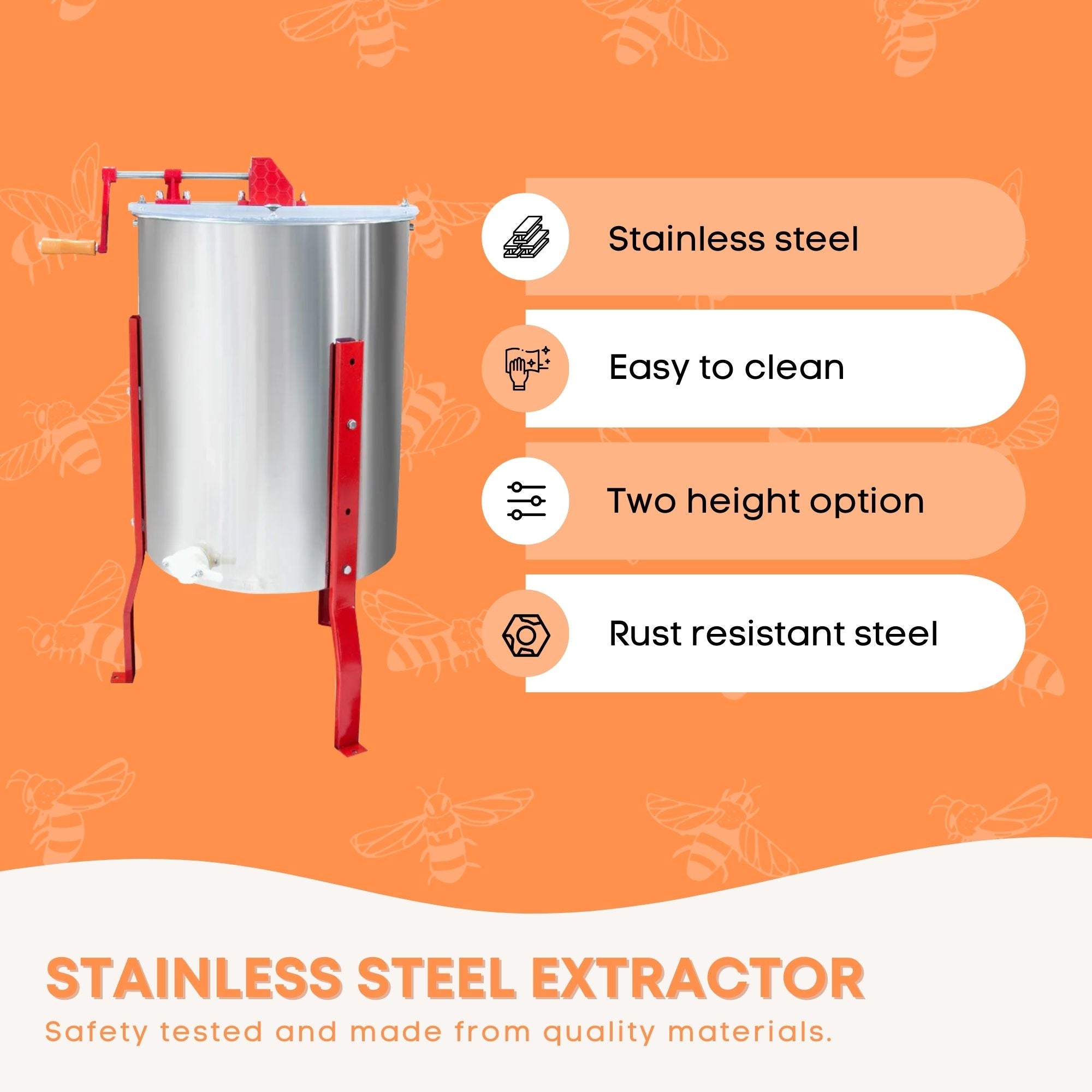 2 Frame Honey Extractor Stainless Manual Spinner Crank Honey Bee Hive Beekeeping — image 3