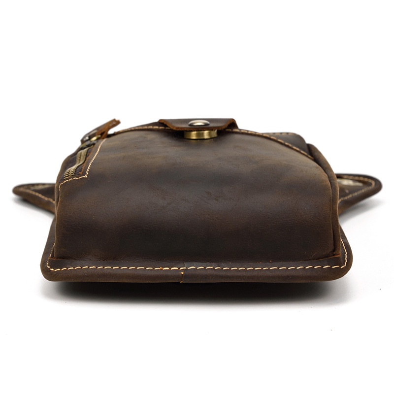 Coffee-brown Vintage Crazy Horse Leather Drop Leg Bag Waist Pack Thigh Pouch for Motorcycling Hiking and Travel Multipurpose Organiser — image 4