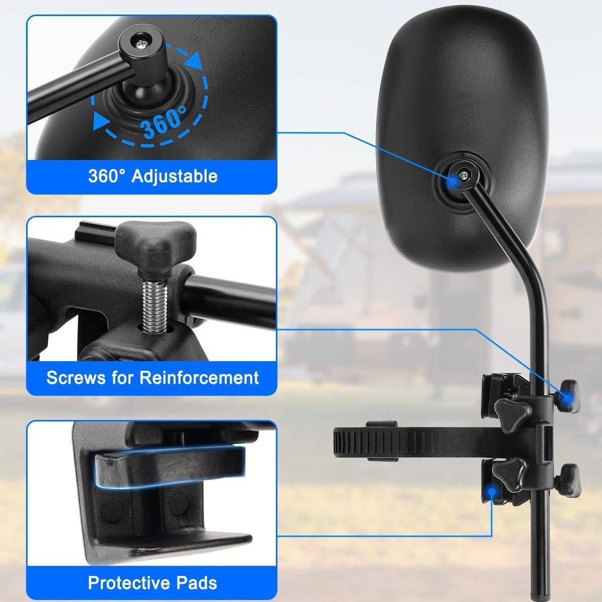 Universal Clip on Towing Mirrors Extensions for Towing, Side Mirror Extenders for Towing with RainProof, Convex Rearview Mirror, Tow Mirrors for Car Truck — image 2