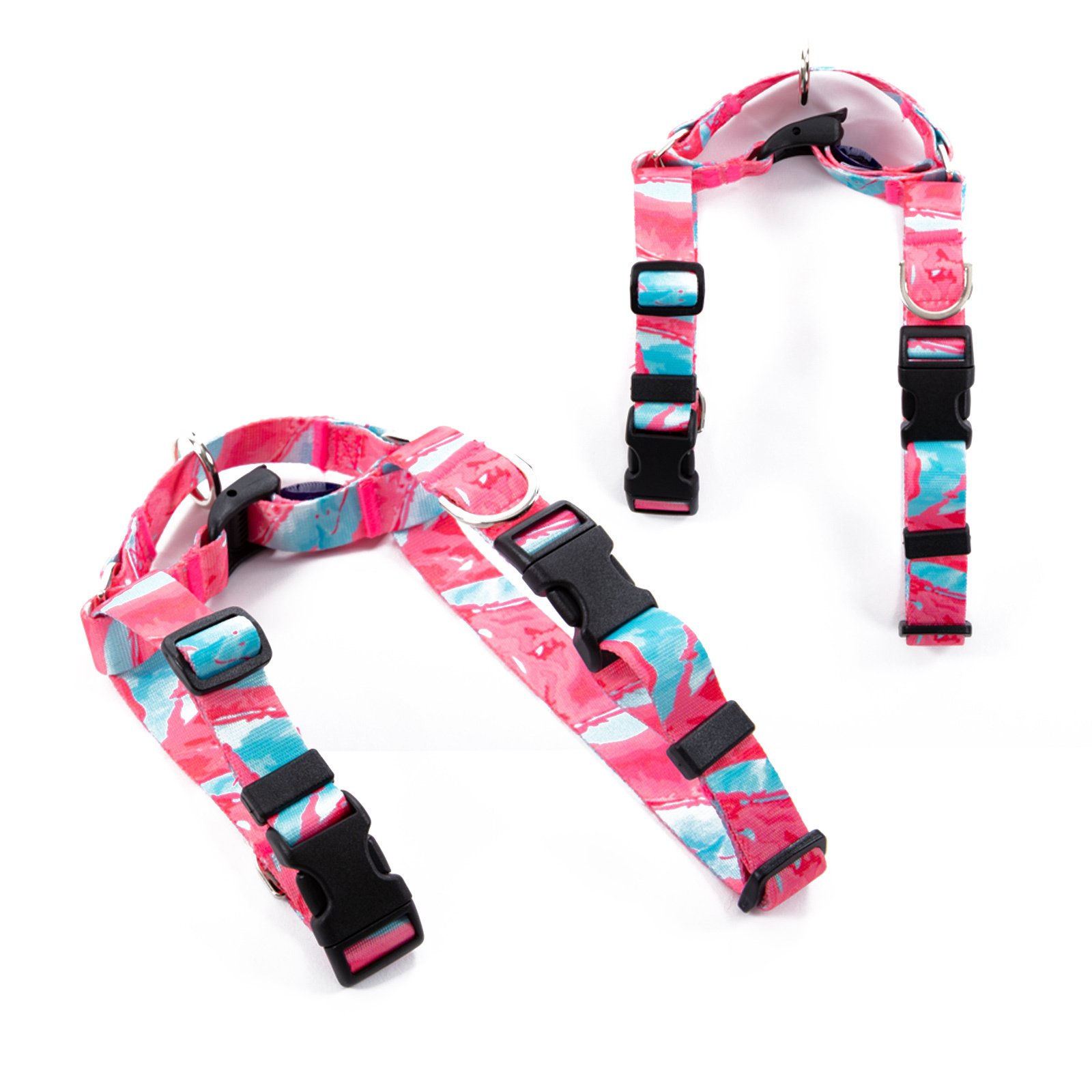 Dog Double-Lined Straps Harness Adjustable L MARBLE PINK — image 5
