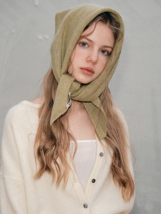 Triangular Knitted Scarf - Soft Acrylic Fabric - As a Scarf, Shawl or Blanket - In Solid Colors - Green — image 5
