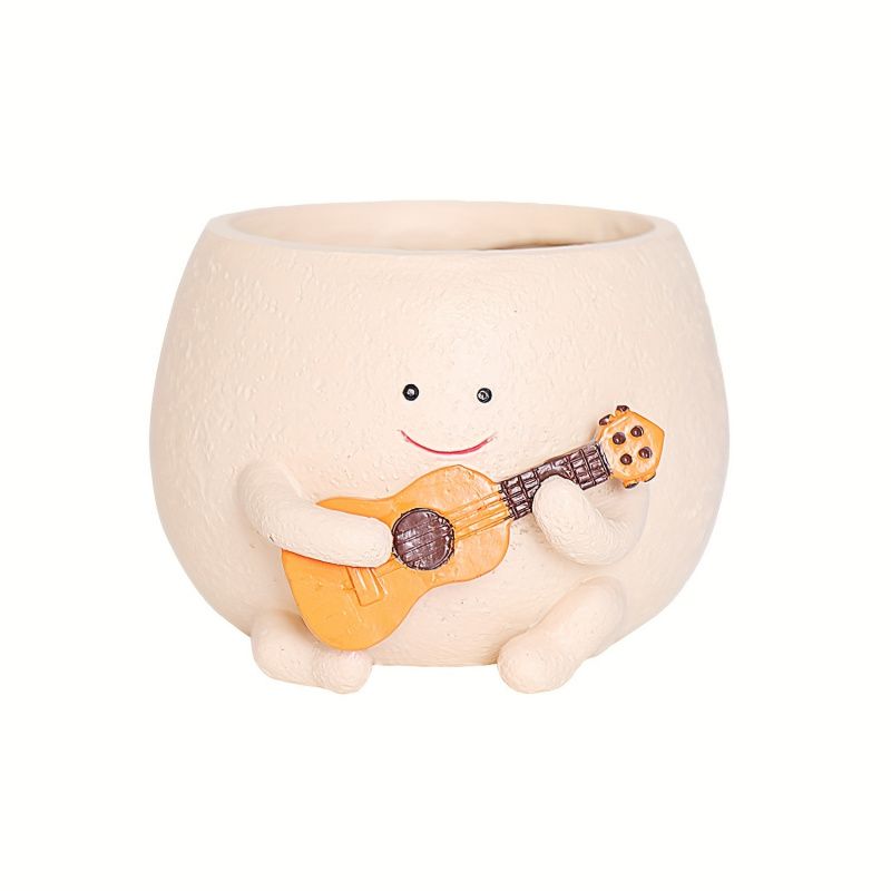Resin Guitar-Shaped Succulent Plant Pots, Unique Irregular Design with Drainage Hole โ image 3