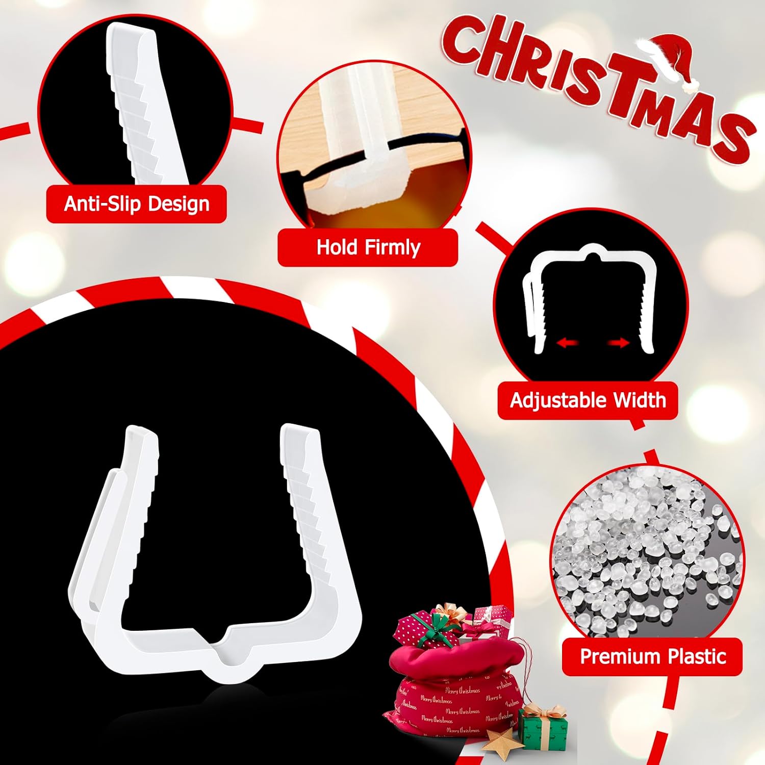 Christmas Light Hanger Clips, Fascia Board Clips, Deck Banister Light Clips, Plastic Holiday Light Clips for Christmas Fascia Board Roof Gutter Fence Eave — image 2