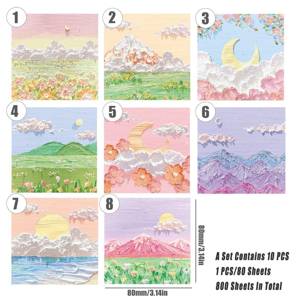 800 Sheets Colorful Oil Painting Sticky Notes Memo Pads Self-Adhesive Notes - 4# โ image 4
