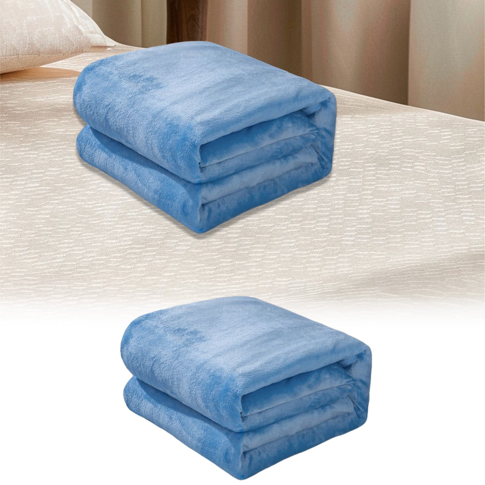 Fleece Throw Blanket, Soft Plush Flannel Microfiber Couch and Bed Blanket for Sofa, Home and Winter Comfort, Blue 2, 70x100cm — image 2