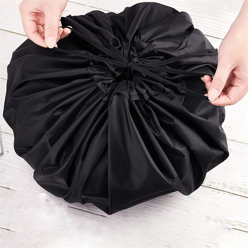 3-Piece Black Waterproof Drawstring Storage Bag and Changing Ground Mat Set for Wet Clothes – Swimwear Raincoat Storage Pouch, Dia 50CM & 90CM & 130CM, Outdoor — image 6