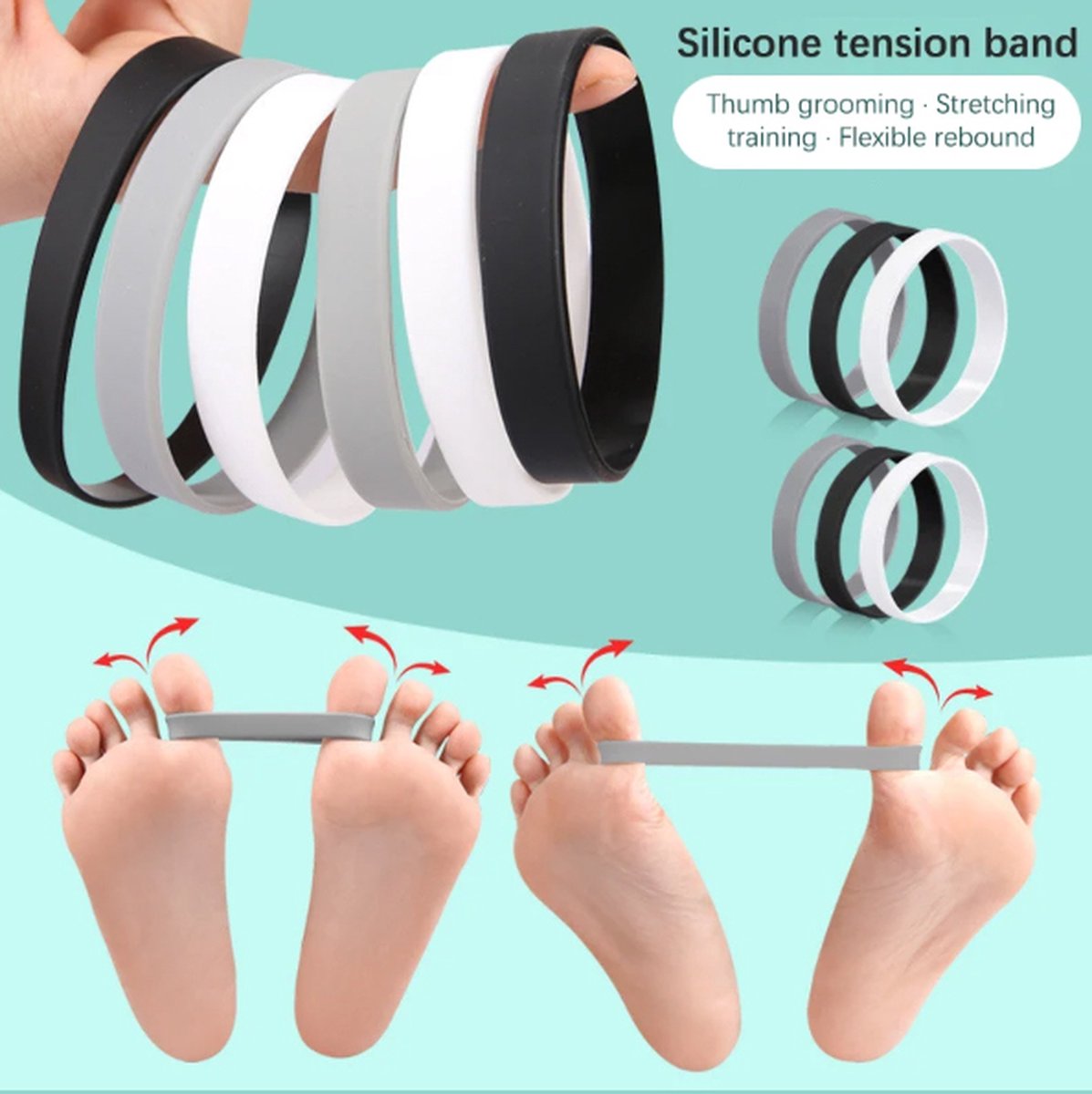 Elastic Toe Spreader | Elastic Toe Stretcher | Orthopedic Training | Hallux Valgus Toe Corrector | Straightening the Big Toe | Gray — image 3