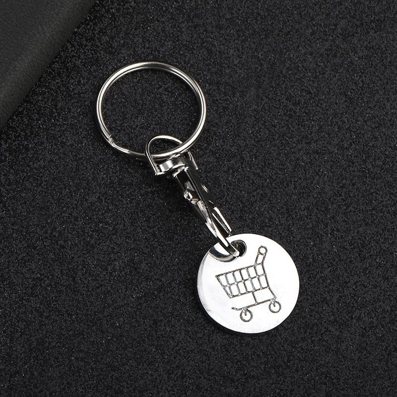4pcs Trolley Token Keychain Supermarket Shopping Cart Metal Key Ring Trolley Token Coin Keychain Pendant Purse — image 2