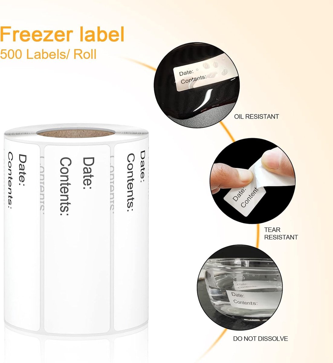 500 Pieces - Freezer Labels - Freezer Stickers - Food Labels - Best Before Labels - 2.5*5cm - Writable - For Containers, Boxes, Bags โ image 3