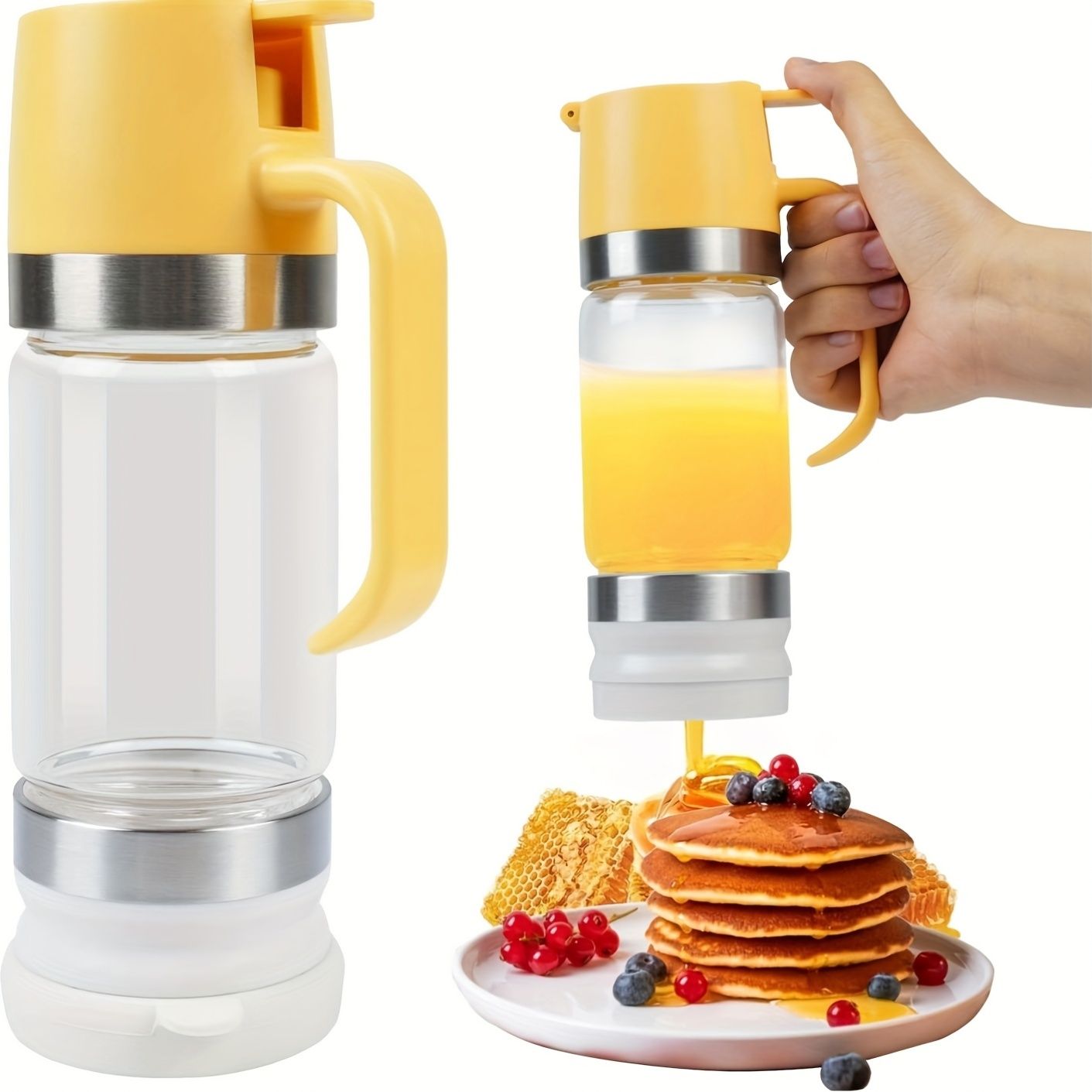 Glass Honey Dispenser, 12Oz Oil Container, Seasoning Jar with Handle, Syrup Dispenser for Coffee Or Tea Black — image 2