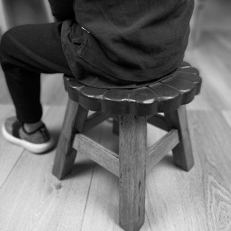 Hand Carved Children's Chair Stool Wooden Train Locomotive Theme โ image 6