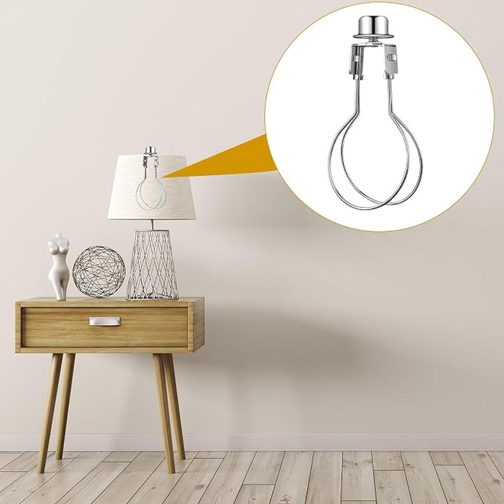 2 Pcs Bulb Lamp Shade Clip Adapter with Finial & Levellers, Light Shade Replacement Part, Silver โ image 5