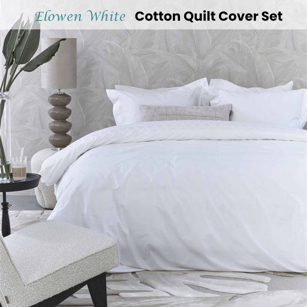 Riviera Maison Elowen White Cotton Quilt Cover Set Queen — image 2