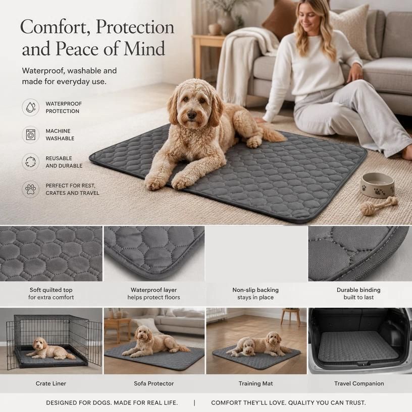 2pcs Grey Pet Pad, Size S (50 × 35cm)