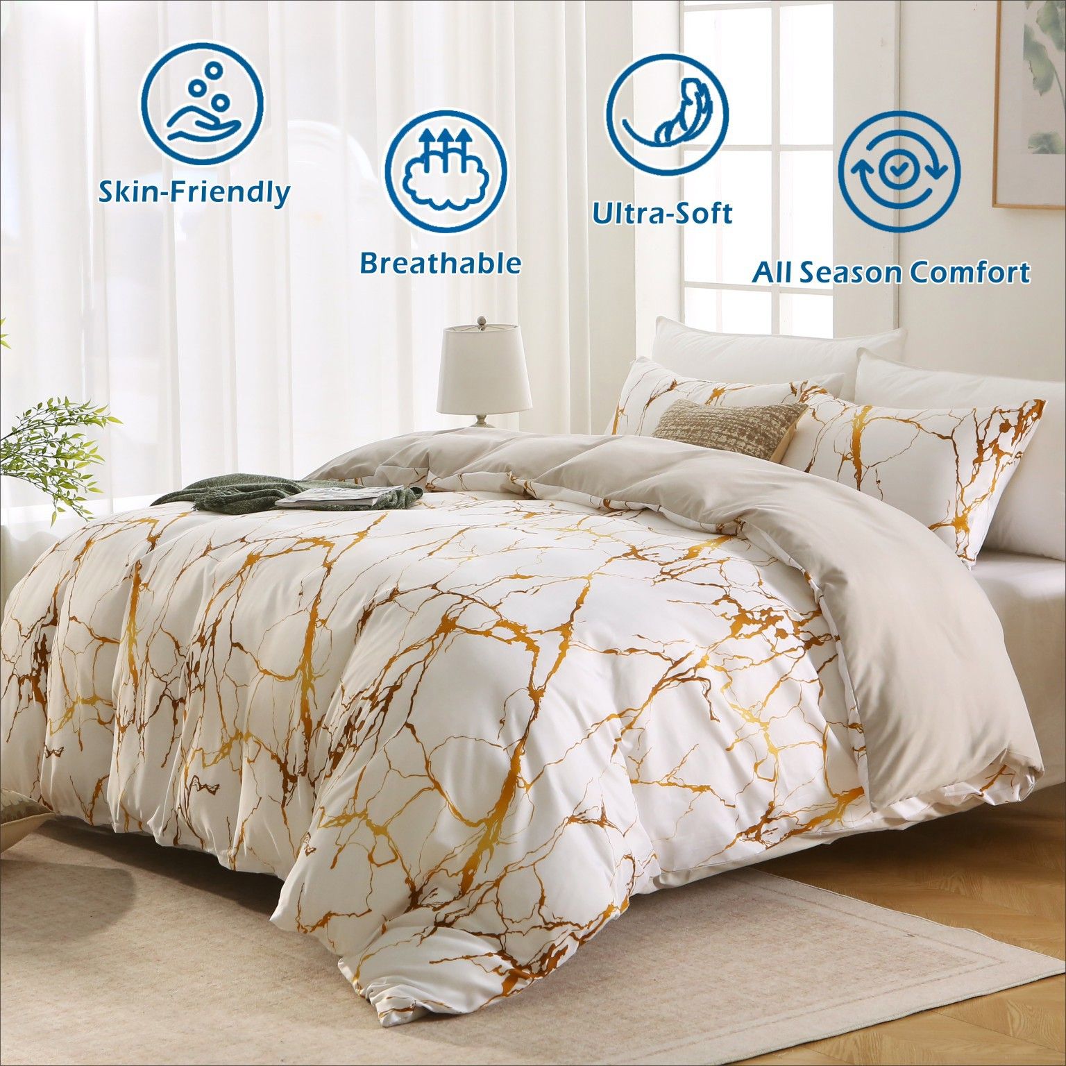 3 Piece Hotel Soft Microfiber Quilt Cover Set-2000TC Duvet/Donna Cover Set & Pillowcases -1 Quilt Cover Zipper Closure & 1 x Pillowcases-Breathable Bedding — image 2