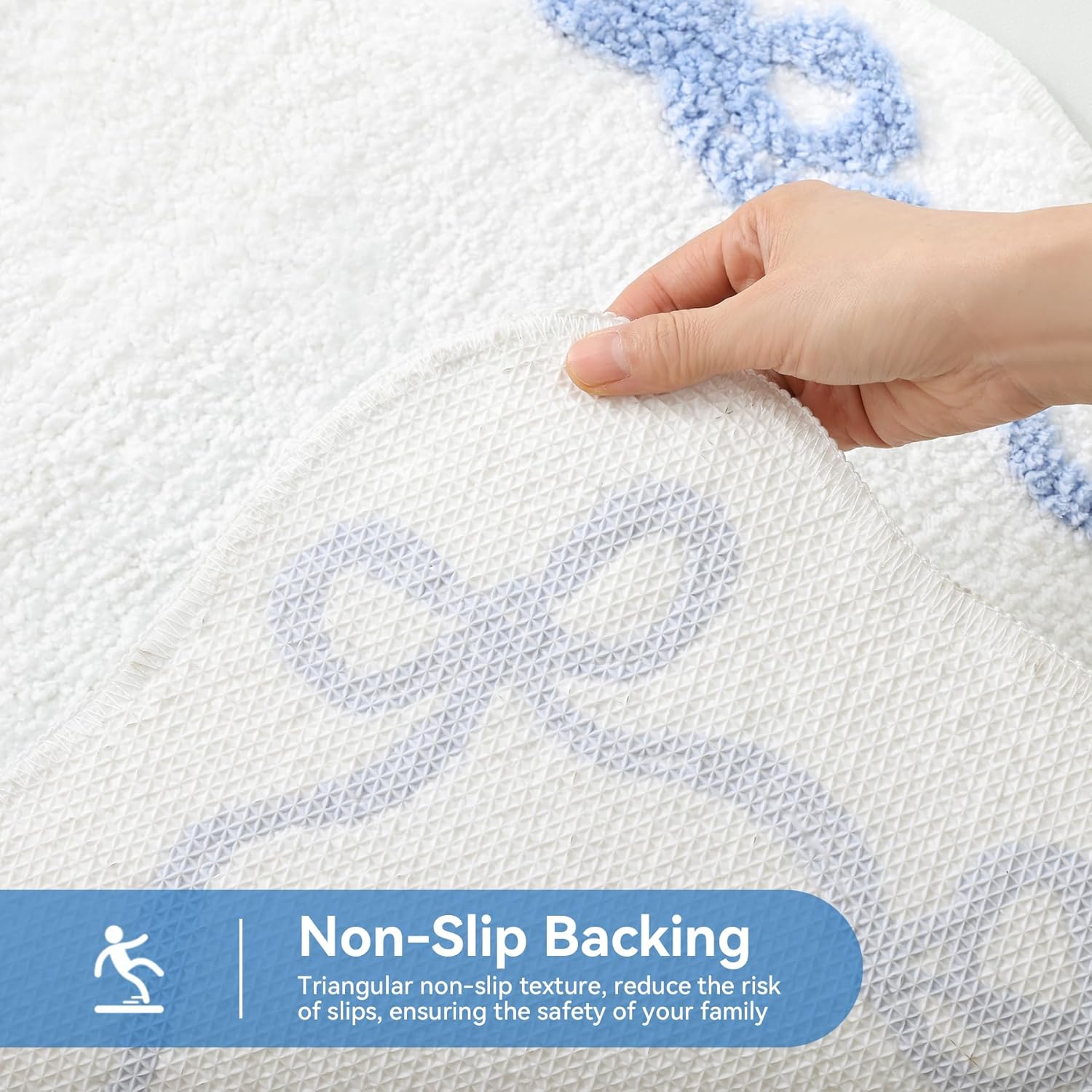 Blue Scalloped Bath Mat - Cute Bow Bathroom Rugs Small Non Slip Bath Mat, Soft & Absorbent Bath Rugs for Bathroom Decor, Tub, Vanity Floor — image 6