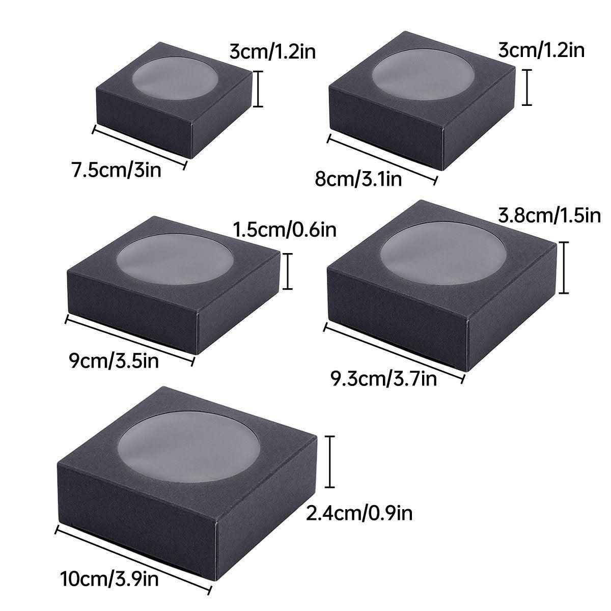 50PCS Handmade Soap Paper Box Round Window Kraft Black White Candy Biscuit Box - White-50pcs 7.5 × 3CM — image 4