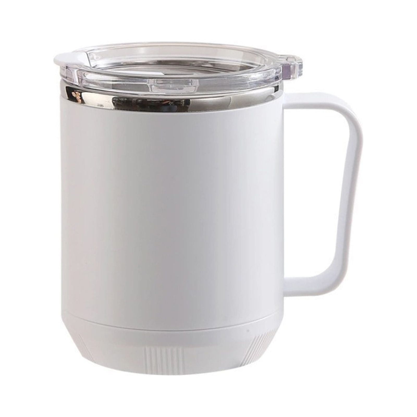 1 Piece Insulated Stainless Steel Coffee Travel Mug, Reusable Coffee Cup with Handle and Lid, Microwave Safe, White
