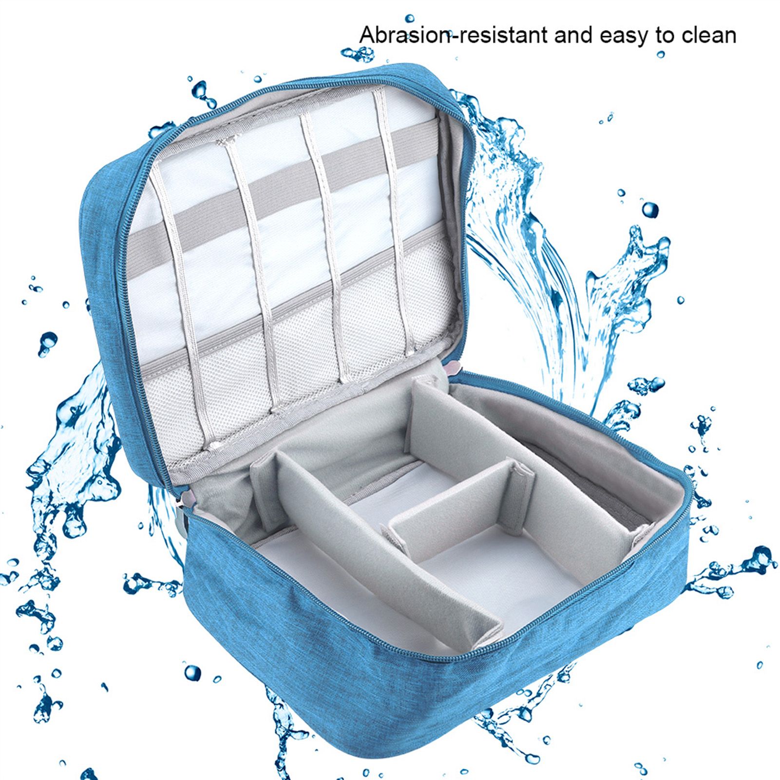 Portable Storage Bag for USB Cable Power Bank Headphone Digital Garget Organizer(Blue) โ image 4