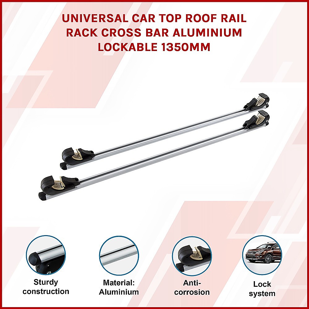 Universal Car Top Roof Rail Rack Cross Bar Aluminium Lockable 1350MM โ image 3
