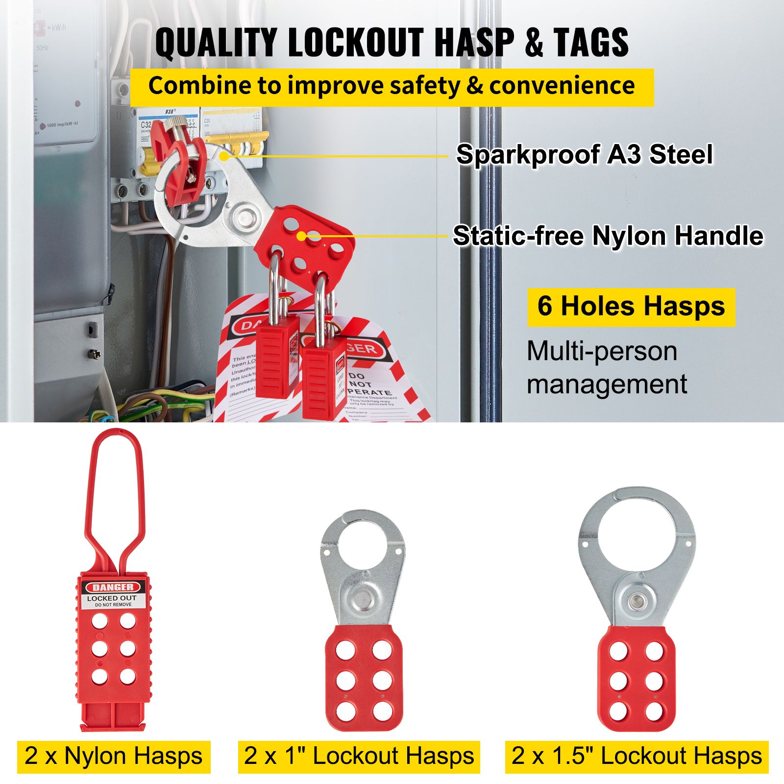 42 PCS Lockout Tagout Kits Electrical Loto Kit for Electrical Risk Removal — image 6