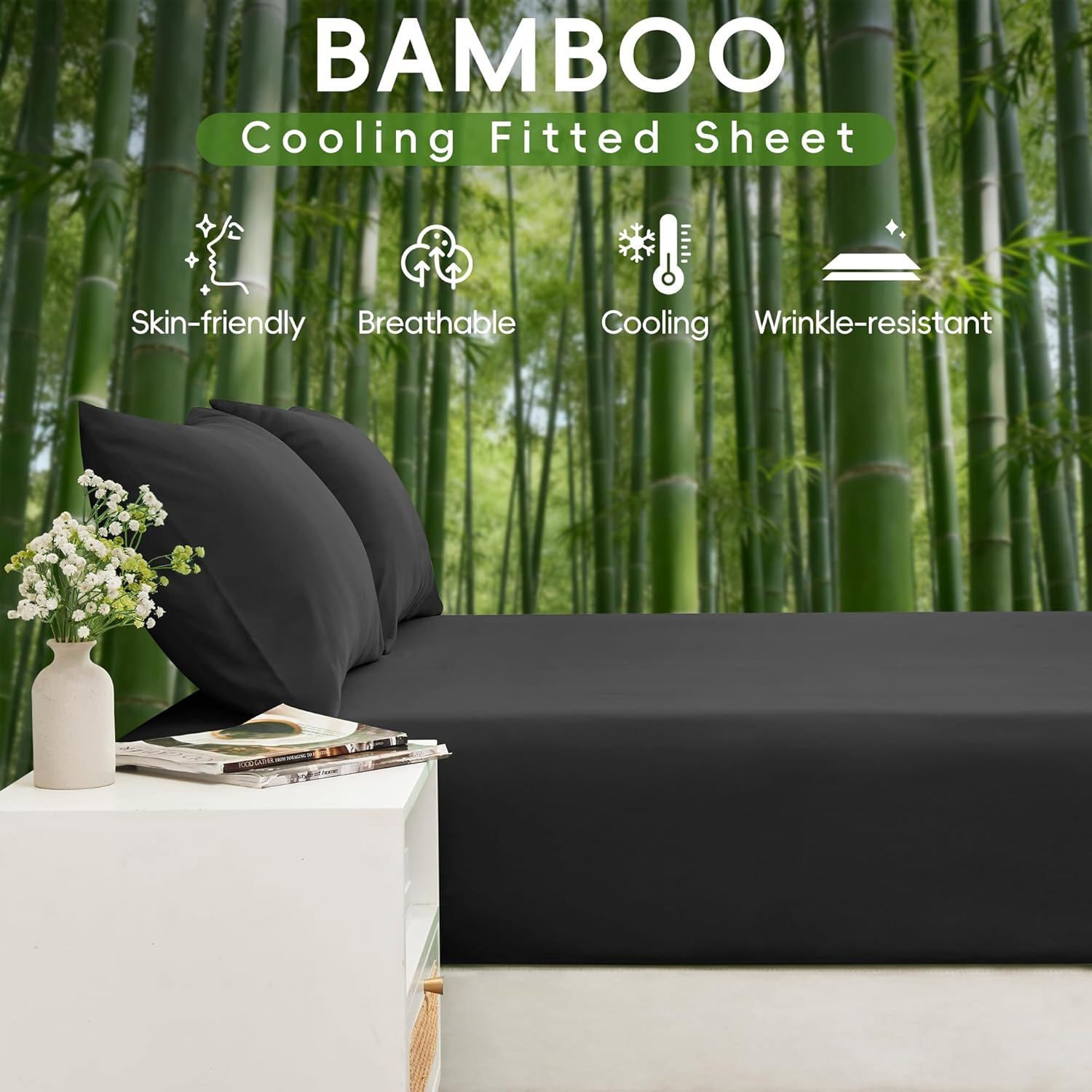 4 Piece Ultra Soft Bamboo Breathable Sheet Set -Hotel 2000TC Breathable Bed Sheets Set with 37 Centimetre Deep Pocket-Breathable Sheets for Hot — image 4