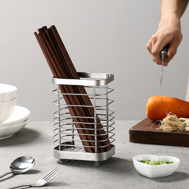 Utensil Holder Drying Rack Stainless Steel Draining Basket Wall Mount No Drilling for Kitchen Chopsticks Large Original Color โ image 5