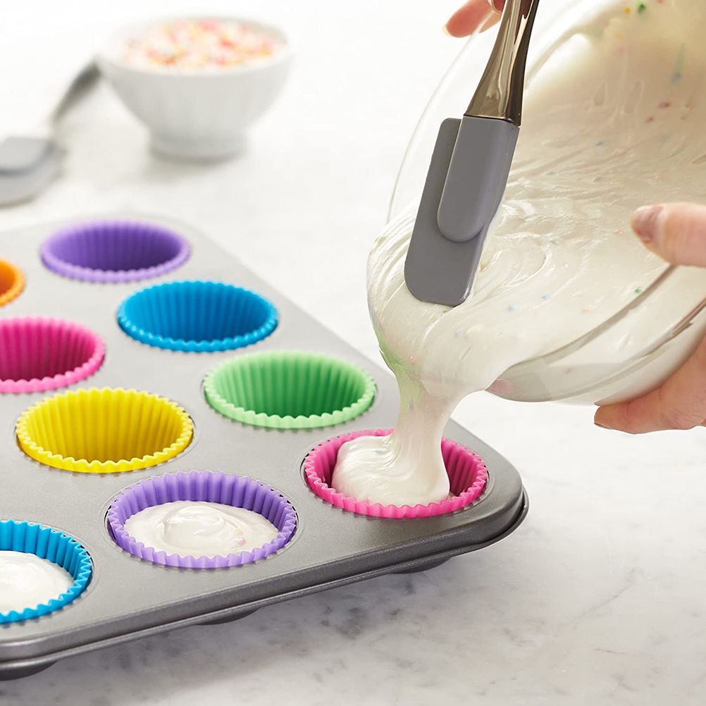 24Pcs Baking Cups Reusable Silicone Cake Cups Non Stick Baking Cups — image 5