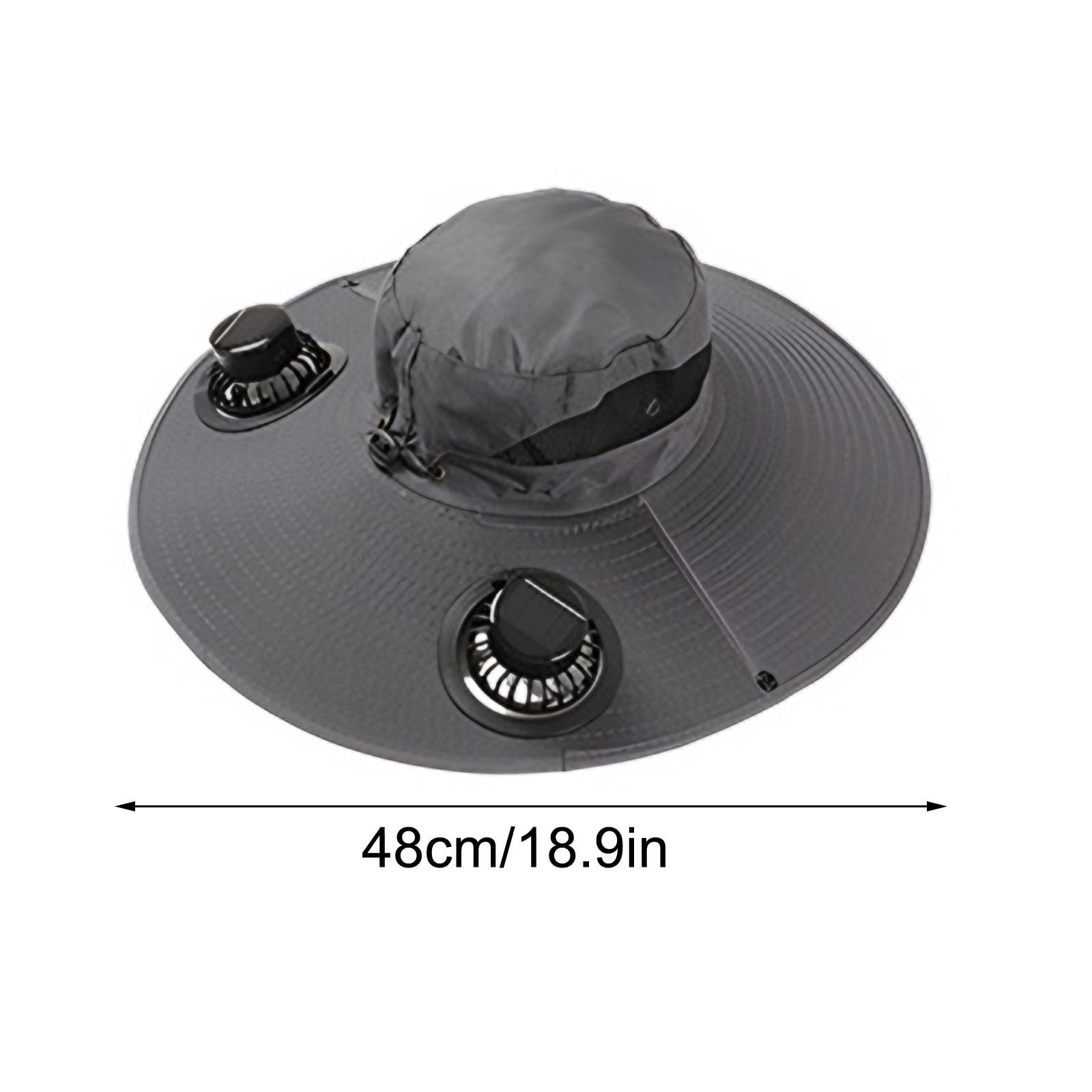 Solar Fan Hat Wide Brim Solar Fan Hat Outdoor Wide Brim Sun Hat with Solar Fan Fishing Hat, Removable & USB Charging Fan B-Dark Gray — image 3