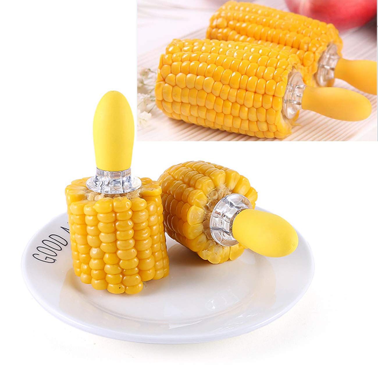 4pcs Stainless Steel Corn Holders - Corn on The Cob Skewers for BBQ Twin Prong Sweetcorn Holders Home Cooking Fork — image 2