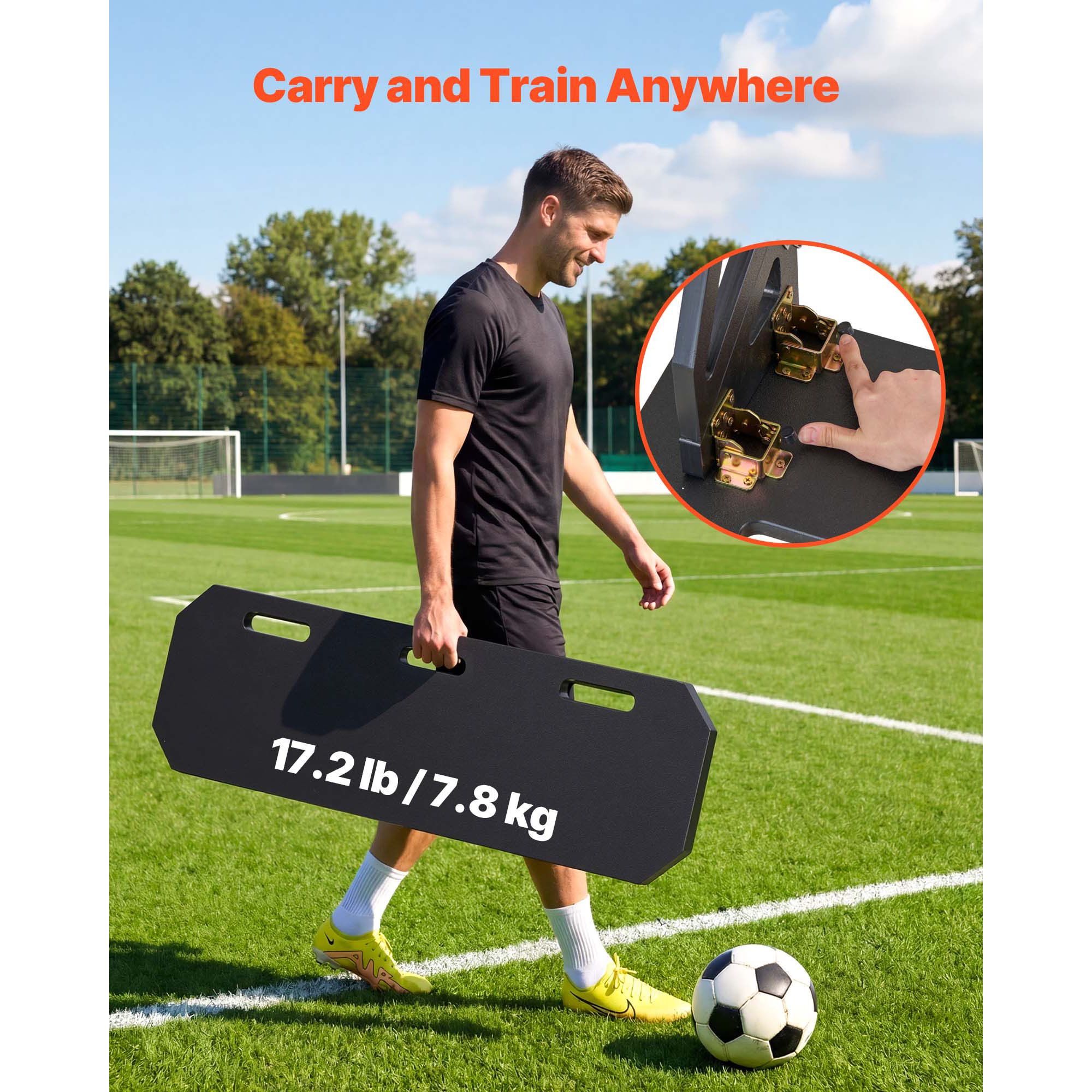 Soccer Rebounder Board, 1000 x 300 mm Portable Soccer Rebound Wall, HDPE Sports Kick Back Trainer, 3 Adjustable Angles, Easy Setup Ball Practice Training — image 6