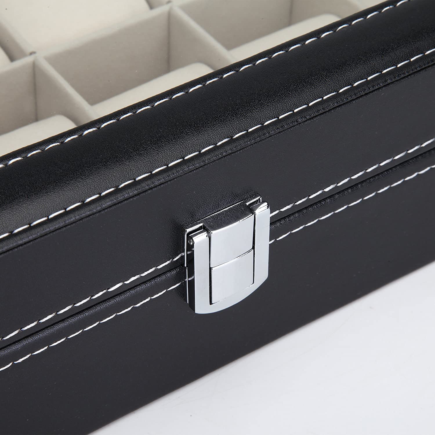 Black PU Leather Watch Organizer Display Storage Box Cases for Men & Women (12 slots) โ image 4