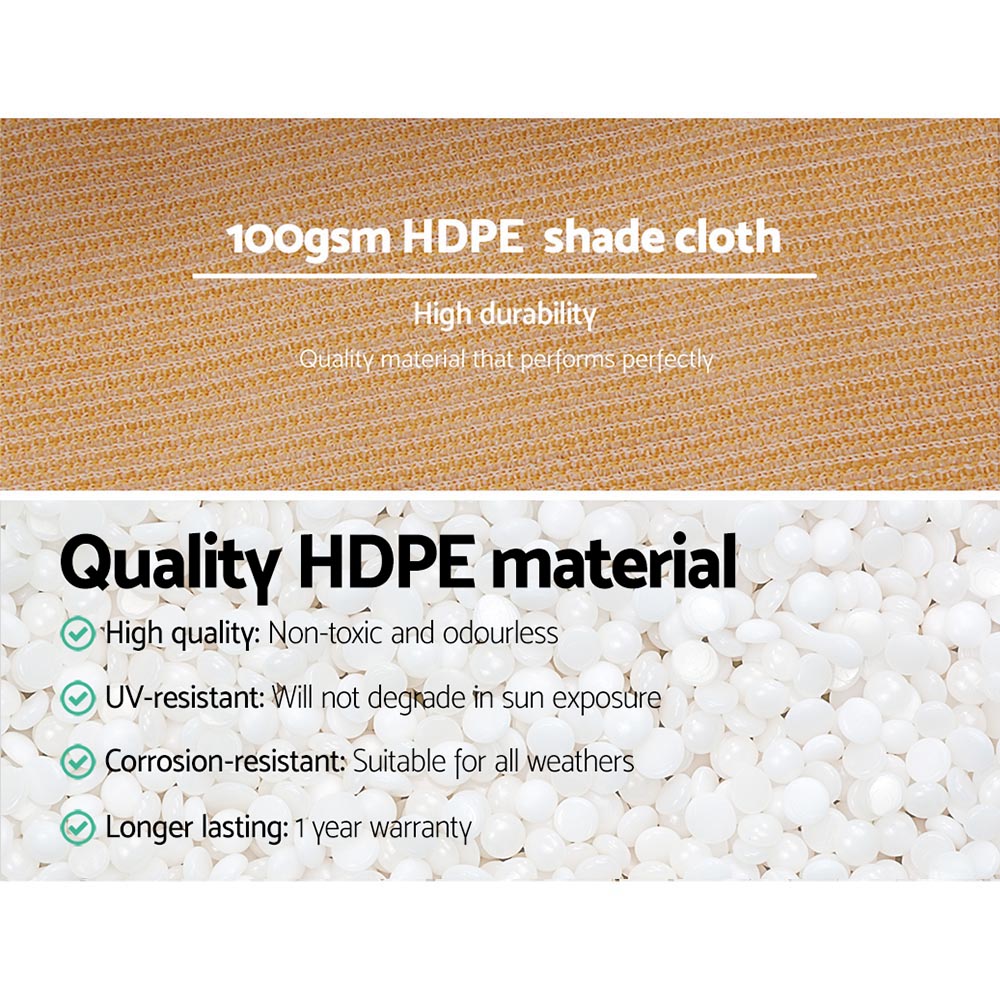 Instahut 50% Shade Cloth 3.66x10m Shadecloth Sail Heavy Duty Beige — image 5