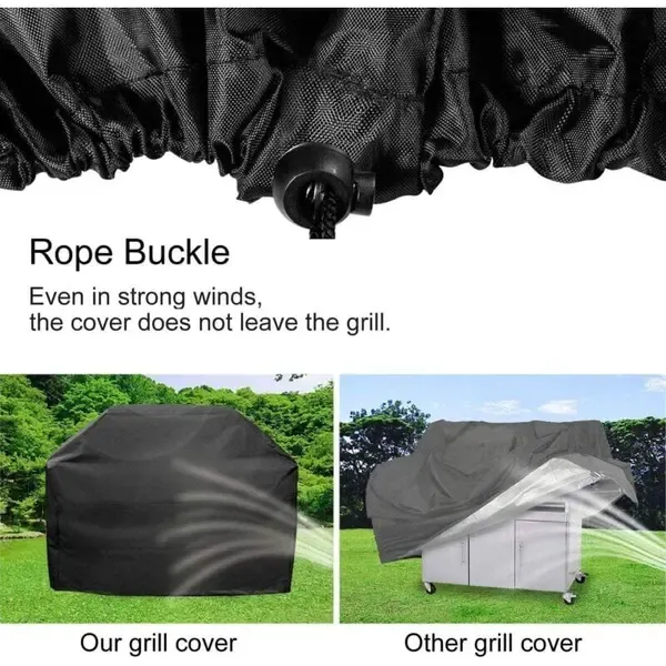 Waterproof 210D Oxford Grill Cover with PVC Coating, UV and Wind Resistant Protection for Outdoor BBQ Grills, Black, 190 × 71 × 117 cm — image 2