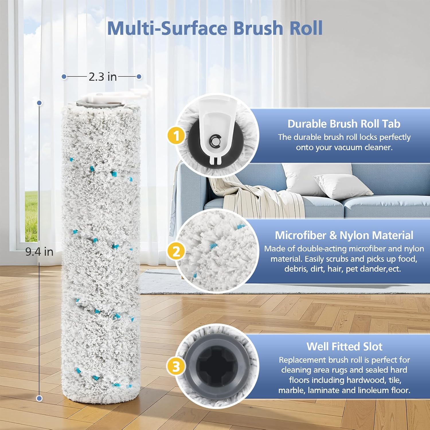 3 Pack Multi-Surface Brush Rolls 2787 and Vacuum Filters 1866 Compatible with Bissell CrossWave Max 2554 2554A 2590 2593 2596, for HydroSteam Plus 35151 3515 — image 3
