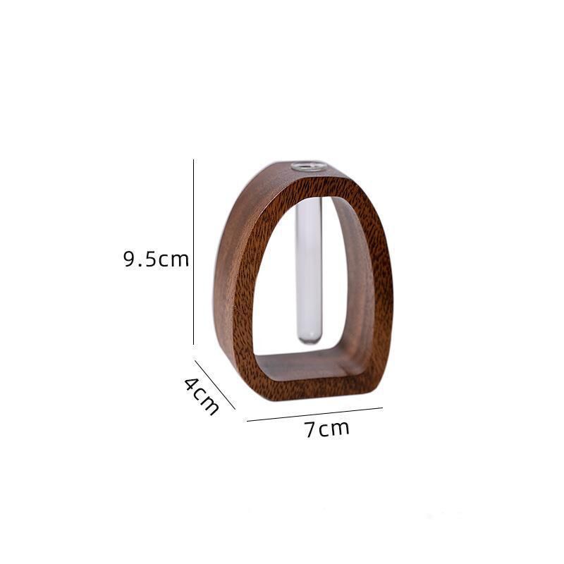 Wooden Glass Hydroponic Vase – Minimalist Desktop Flower Vase for Water Plants & Blooms (9.5cm) | Other Sizes Available in Store — image 6